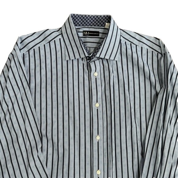 Neiman Marcus Button Up Shirt Mens XL Blue Long Sleeve Collared Preppy Formal - Picture 1 of 12